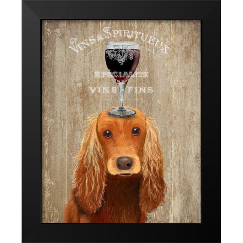 Dog Au Vin, Cocker Spaniel Black Modern Wood Framed Art Print by Fab Funky