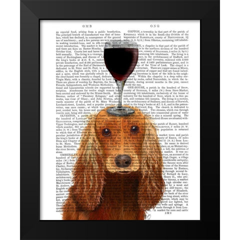 Dog Au Vin, Cocker Spaniel Black Modern Wood Framed Art Print by Fab Funky