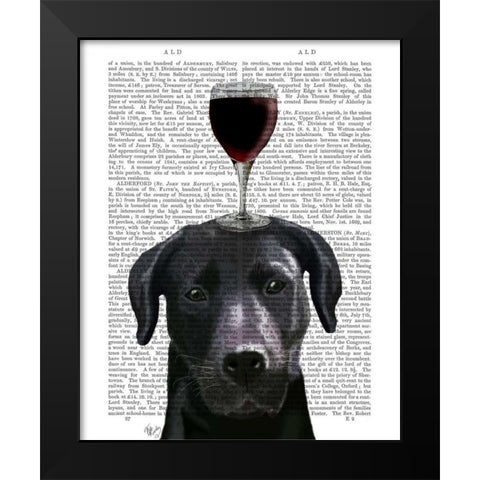 Dog Au Vin, Black Labrador Black Modern Wood Framed Art Print by Fab Funky