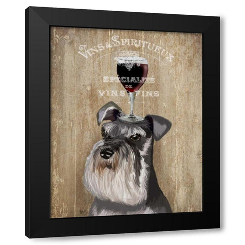 Dog Au Vin, Schnauzer Black Modern Wood Framed Art Print with Double Matting by Fab Funky