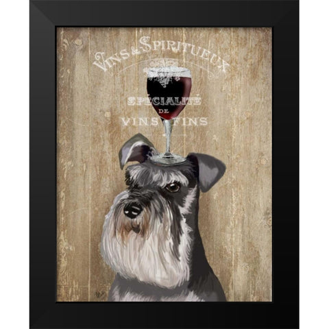 Dog Au Vin, Schnauzer Black Modern Wood Framed Art Print by Fab Funky