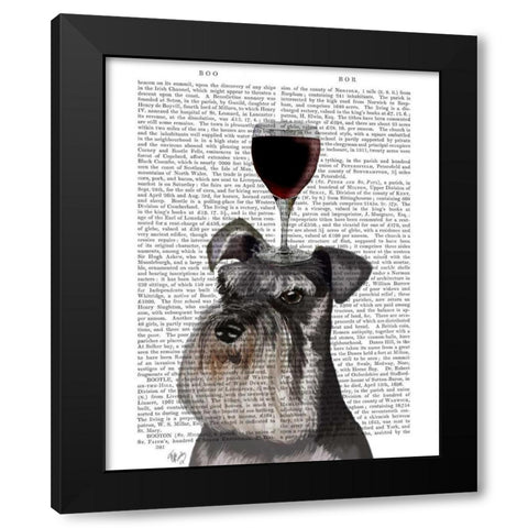 Dog Au Vin, Schnauzer Black Modern Wood Framed Art Print with Double Matting by Fab Funky