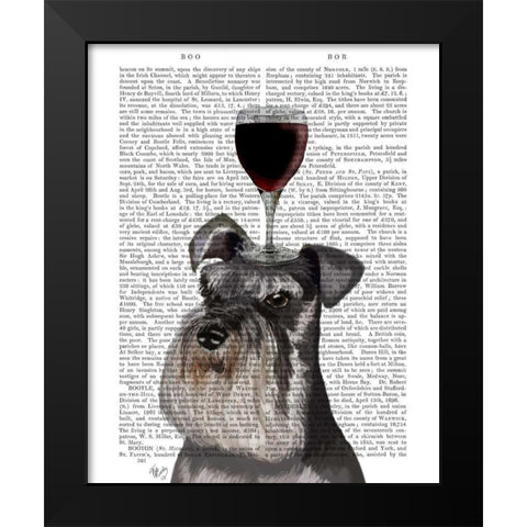 Dog Au Vin, Schnauzer Black Modern Wood Framed Art Print by Fab Funky