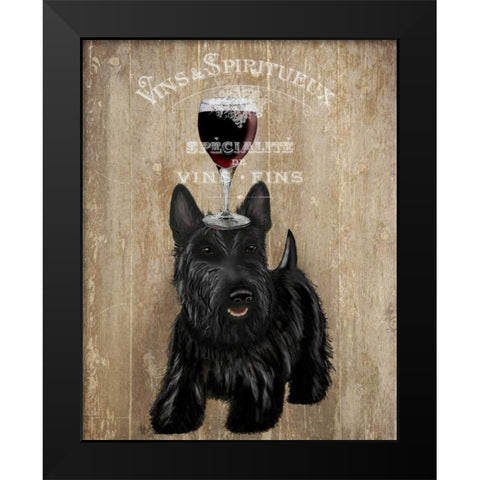 Dog Au Vin, Scottish Terrier Black Modern Wood Framed Art Print by Fab Funky