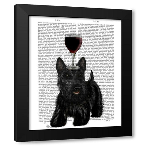 Dog Au Vin, Scottish Terrier Black Modern Wood Framed Art Print with Double Matting by Fab Funky