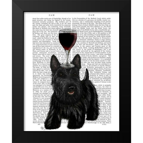 Dog Au Vin, Scottish Terrier Black Modern Wood Framed Art Print by Fab Funky
