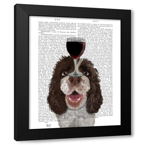 Dog Au Vin, Springer Spaniel Black Modern Wood Framed Art Print with Double Matting by Fab Funky