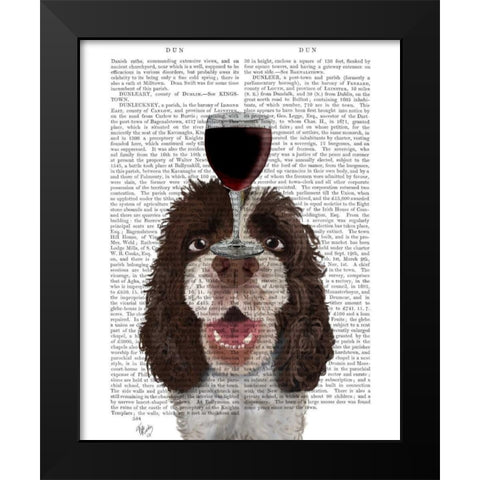 Dog Au Vin, Springer Spaniel Black Modern Wood Framed Art Print by Fab Funky