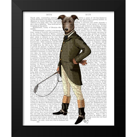 Greyhound Rider Black Modern Wood Framed Art Print by Fab Funky