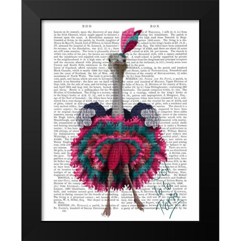 Ostrich, Can Can in Pink and Turquoise Black Modern Wood Framed Art Print by Fab Funky