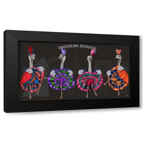 Ostrich, Can Can Troupe Black Modern Wood Framed Art Print with Double Matting by Fab Funky