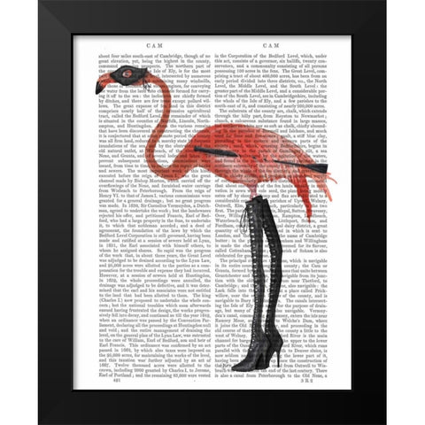 Flamingo with Kinky Boots Black Modern Wood Framed Art Print by Fab Funky