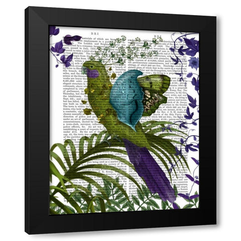 Fantasy Parrot 1 Black Modern Wood Framed Art Print with Double Matting by Fab Funky