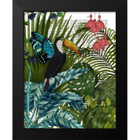 Toucan in Tropical Forest Black Modern Wood Framed Art Print by Fab Funky