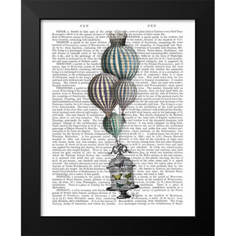 Balloon and Bird Cage 1 Black Modern Wood Framed Art Print by Fab Funky