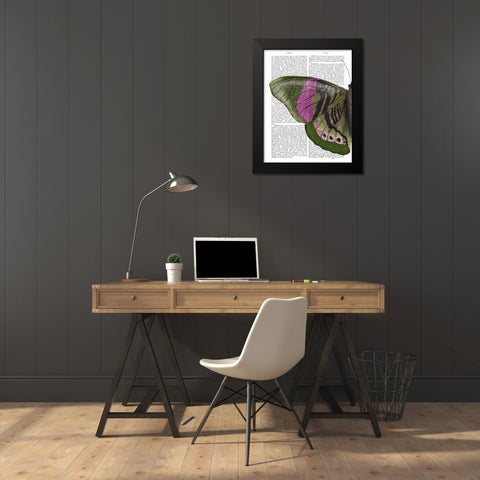 Butterfly in Green and Pink a Black Modern Wood Framed Art Print by Fab Funky