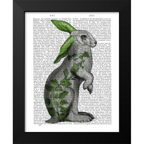 Hare with Green Ears Black Modern Wood Framed Art Print by Fab Funky