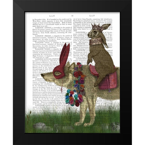 Arrival of the Hare King Black Modern Wood Framed Art Print by Fab Funky
