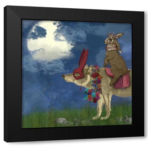 Arrival of the Hare King Black Modern Wood Framed Art Print with Double Matting by Fab Funky