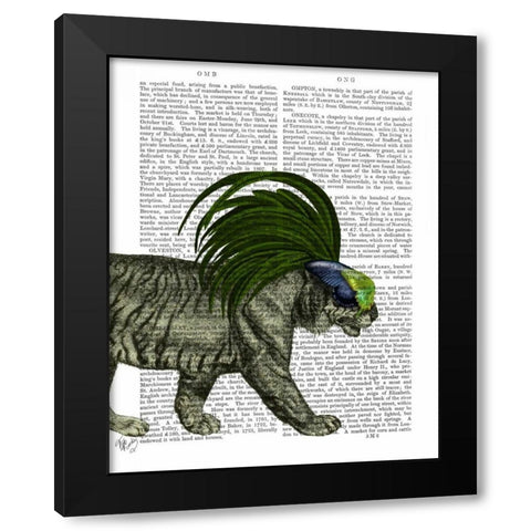 Masked Tiger Black Modern Wood Framed Art Print by Fab Funky