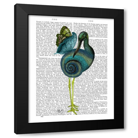 Snail Bird Black Modern Wood Framed Art Print with Double Matting by Fab Funky