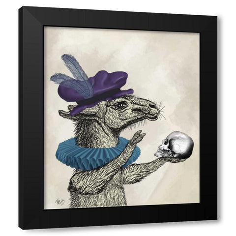Drama Llama Black Modern Wood Framed Art Print by Fab Funky