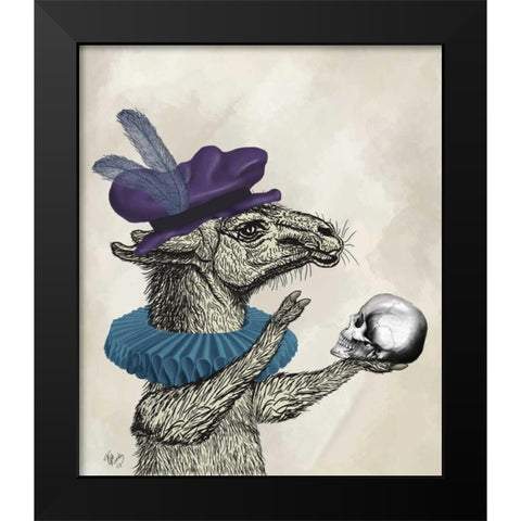Drama Llama Black Modern Wood Framed Art Print by Fab Funky