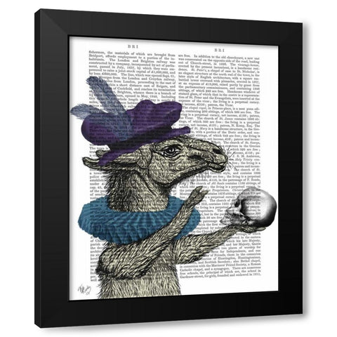 Drama Llama Black Modern Wood Framed Art Print by Fab Funky