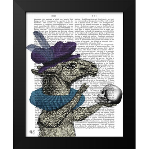 Drama Llama Black Modern Wood Framed Art Print by Fab Funky