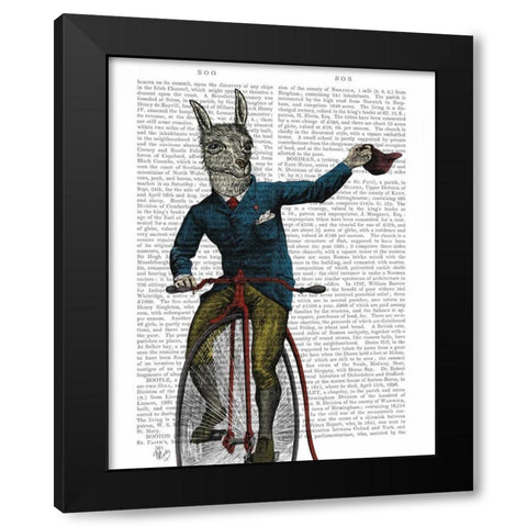 Llama on Bike Black Modern Wood Framed Art Print by Fab Funky