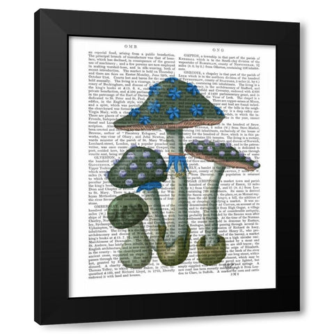 Psychedelic Mushrooms 1 Black Modern Wood Framed Art Print with Double Matting by Fab Funky