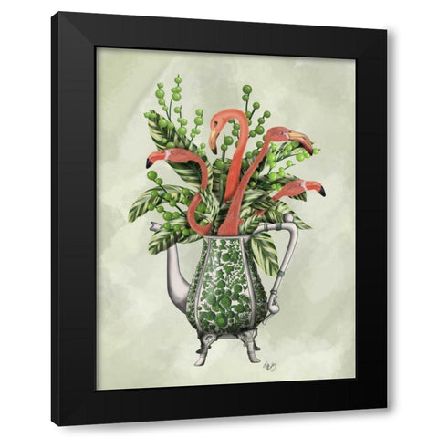 Vase Of Flamingos Black Modern Wood Framed Art Print by Fab Funky