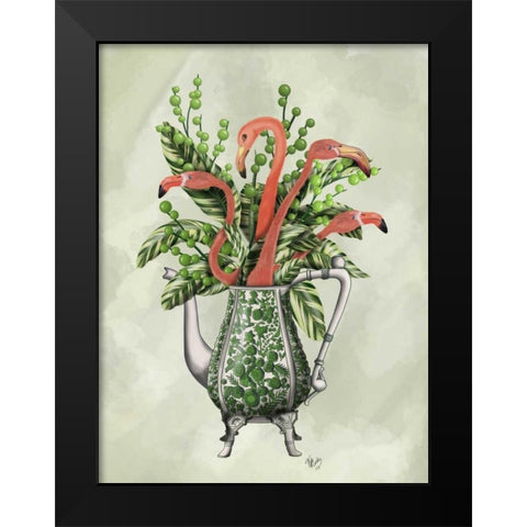 Vase Of Flamingos Black Modern Wood Framed Art Print by Fab Funky