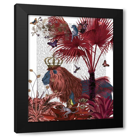 Red Lion, Portrait Black Modern Wood Framed Art Print with Double Matting by Fab Funky