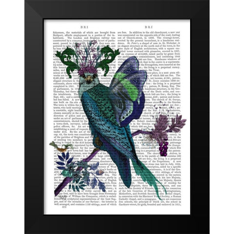 Blue Falcon Black Modern Wood Framed Art Print by Fab Funky