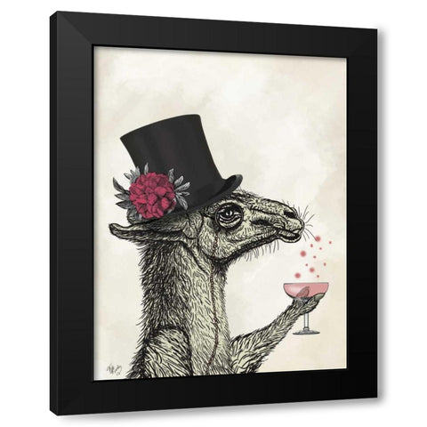 Llama Lush 1 Black Modern Wood Framed Art Print with Double Matting by Fab Funky