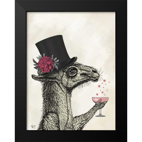 Llama Lush 1 Black Modern Wood Framed Art Print by Fab Funky