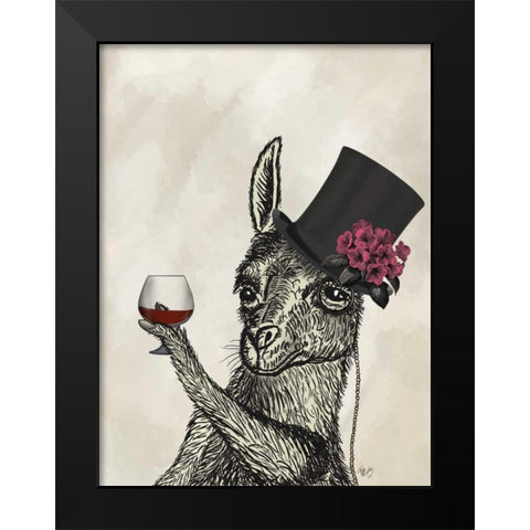 Llama Lush 2 Black Modern Wood Framed Art Print by Fab Funky