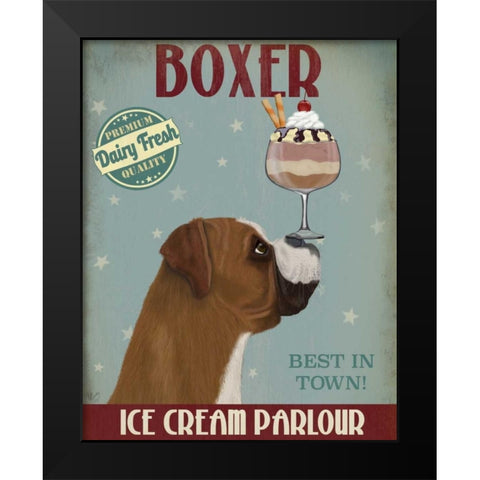 Boxer Ice Cream Black Modern Wood Framed Art Print by Fab Funky