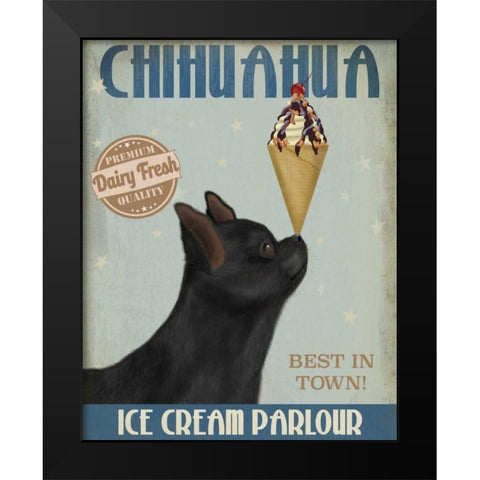 Chihuahua, Black, Ice Cream Black Modern Wood Framed Art Print by Fab Funky