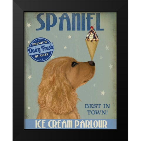 Cocker Spaniel, Golden, Ice Cream Black Modern Wood Framed Art Print by Fab Funky