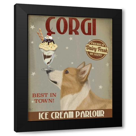 Corgi, Tan, Ice Cream Black Modern Wood Framed Art Print with Double Matting by Fab Funky