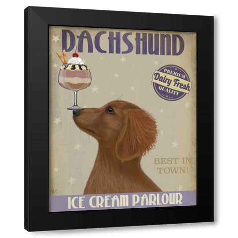 Dachshund, Gold, Ice Cream Black Modern Wood Framed Art Print with Double Matting by Fab Funky