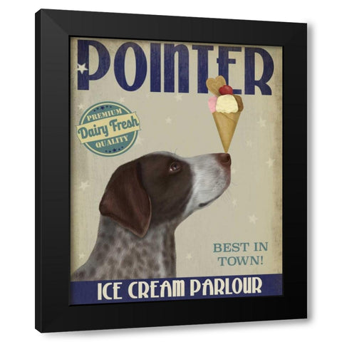 German Shorthaired Pointer Ice Cream Black Modern Wood Framed Art Print with Double Matting by Fab Funky