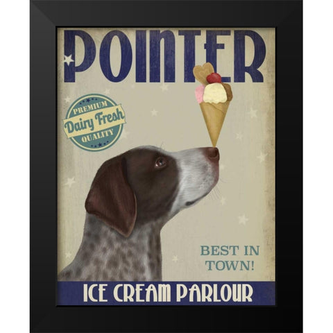 German Shorthaired Pointer Ice Cream Black Modern Wood Framed Art Print by Fab Funky