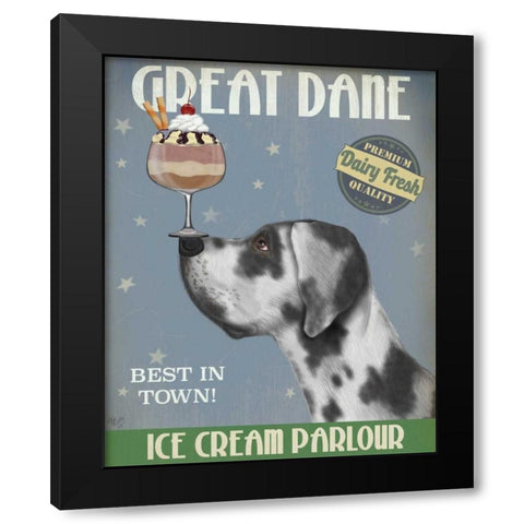 Great Dane, Harlequin, Ice Cream Black Modern Wood Framed Art Print with Double Matting by Fab Funky