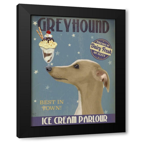 Greyhound, Tan, Ice Cream Black Modern Wood Framed Art Print with Double Matting by Fab Funky