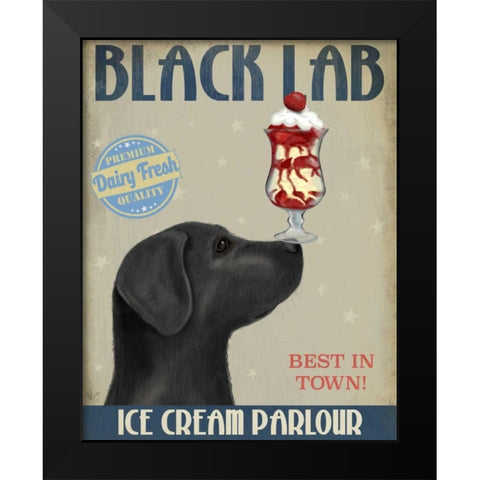 Black Labrador Ice Cream Black Modern Wood Framed Art Print by Fab Funky