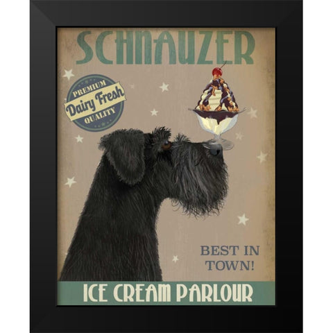 Schnauzer, Black, Ice Cream Black Modern Wood Framed Art Print by Fab Funky