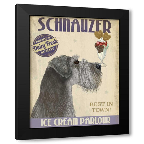 Schnauzer, Grey, Ice Cream Black Modern Wood Framed Art Print by Fab Funky